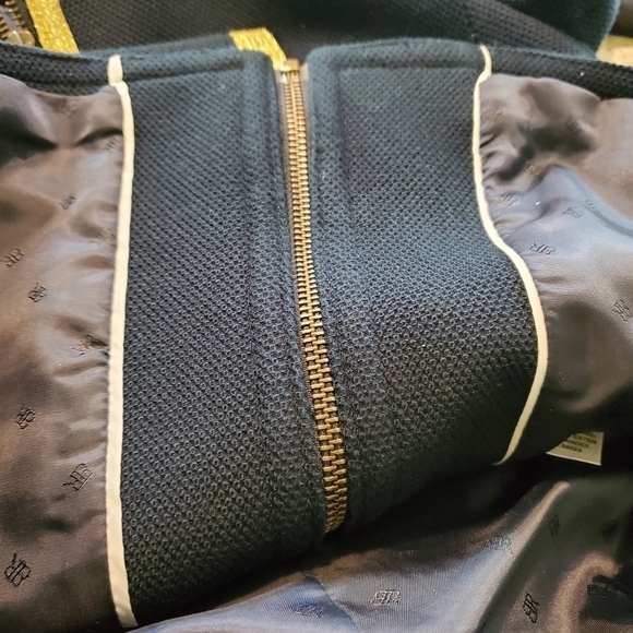 Banana Republic Navy With Gold Metallic Trim Blazer Zip Up Size 6, Business Cas. - Picture 14 of 15